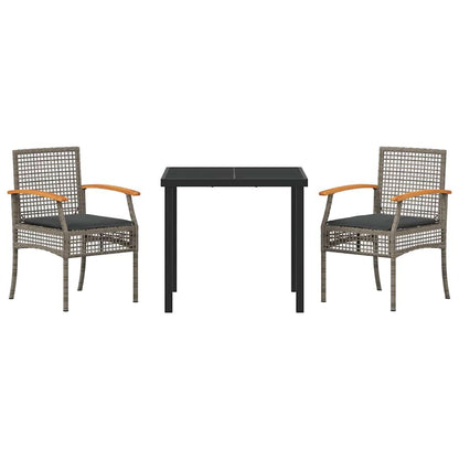 Set da Pranzo per Giardino 3 pcs Grigio polyrattan - homemem39