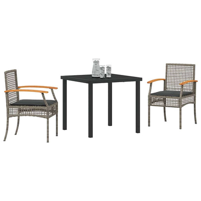Set da Pranzo per Giardino 3 pcs Grigio polyrattan - homemem39