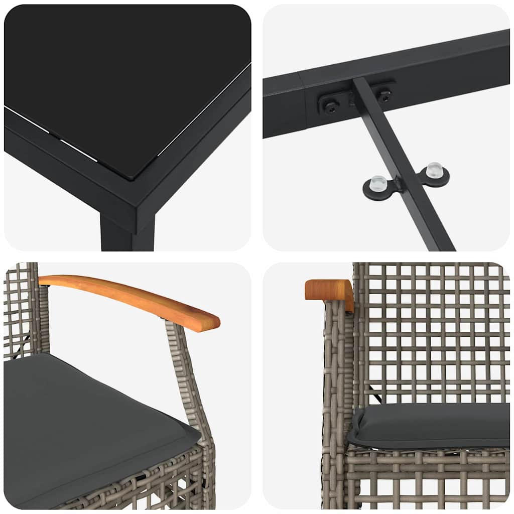 Set da Pranzo per Giardino 5 pcs Grigio polyrattan - homemem39