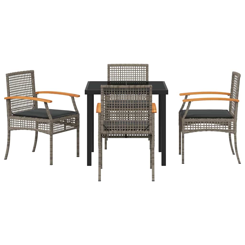 Set da Pranzo per Giardino 5 pcs Grigio polyrattan - homemem39