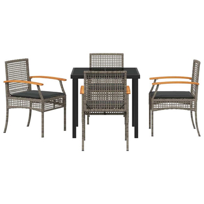 Set da Pranzo per Giardino 5 pcs Grigio polyrattan - homemem39