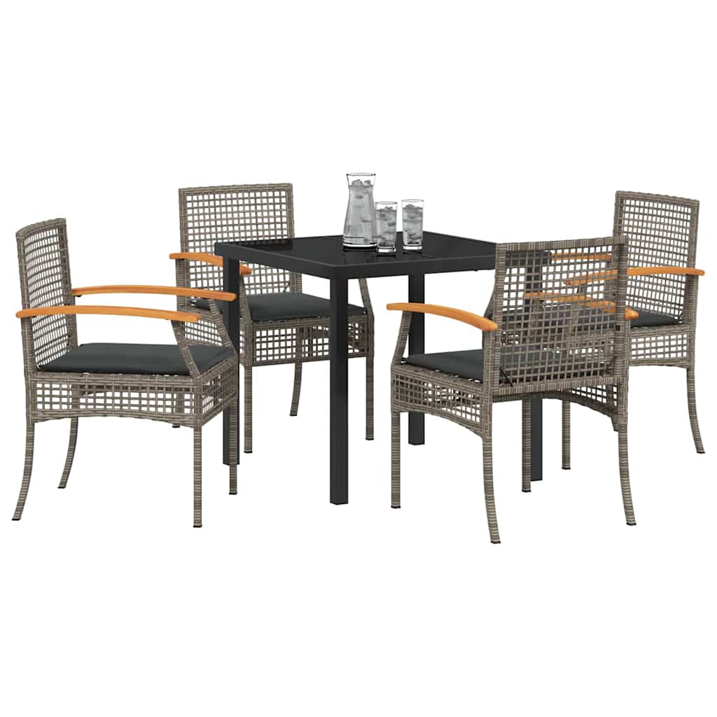Set da Pranzo per Giardino 5 pcs Grigio polyrattan - homemem39