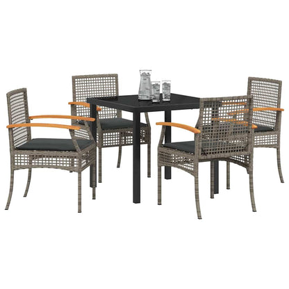 Set da Pranzo per Giardino 5 pcs Grigio polyrattan - homemem39