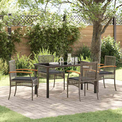 Set da Pranzo per Giardino 5 pcs Grigio polyrattan - homemem39