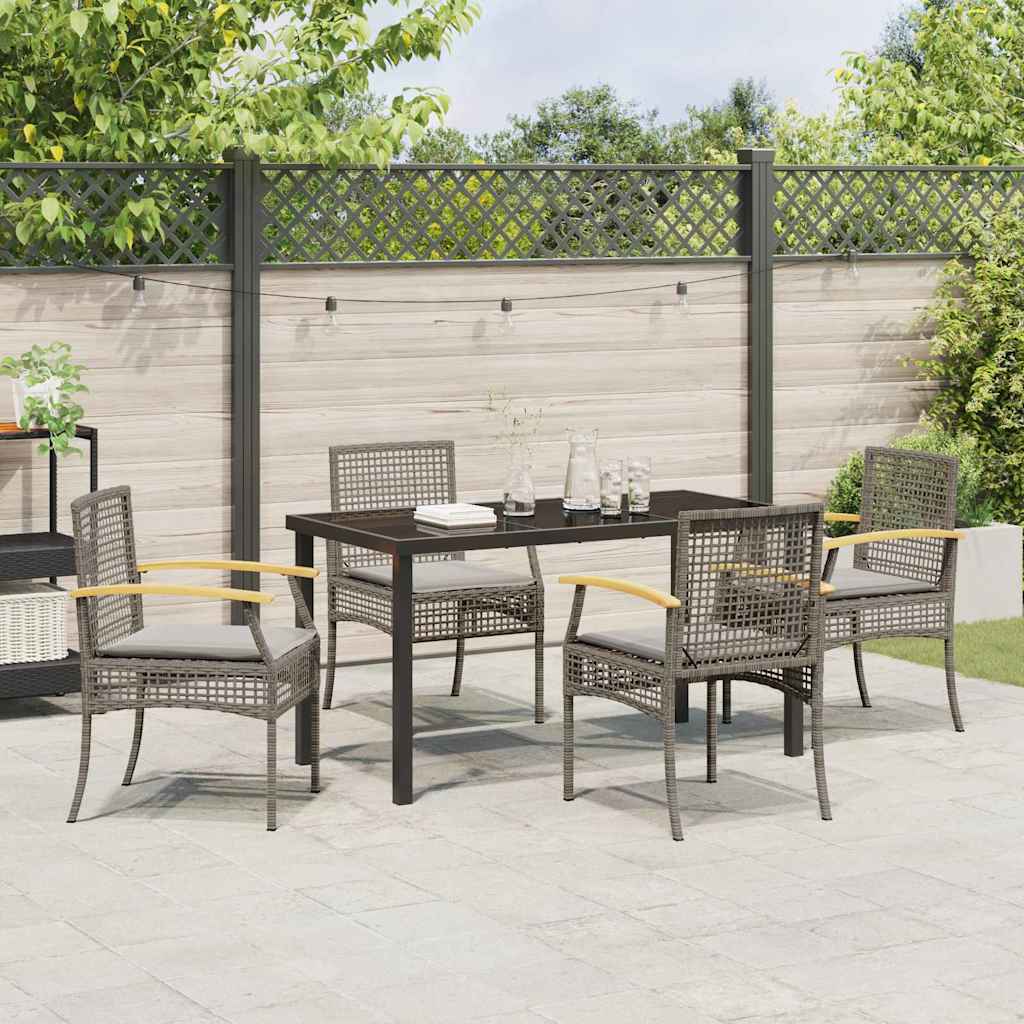Set da Pranzo per Giardino 5 pcs Grigio polyrattan - homemem39