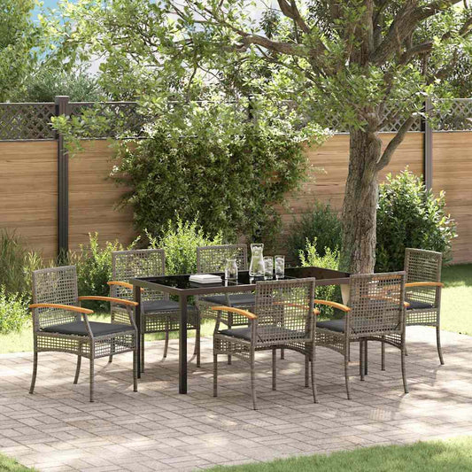 Set da Pranzo per Giardino 7 pcs Grigio polyrattan - homemem39