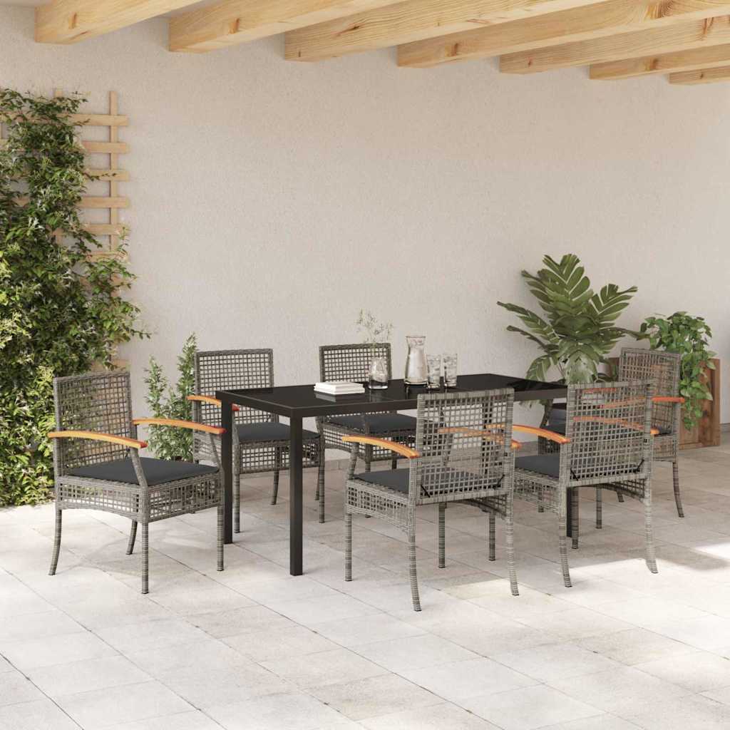 Set da Pranzo per Giardino 7 pcs Grigio polyrattan - homemem39