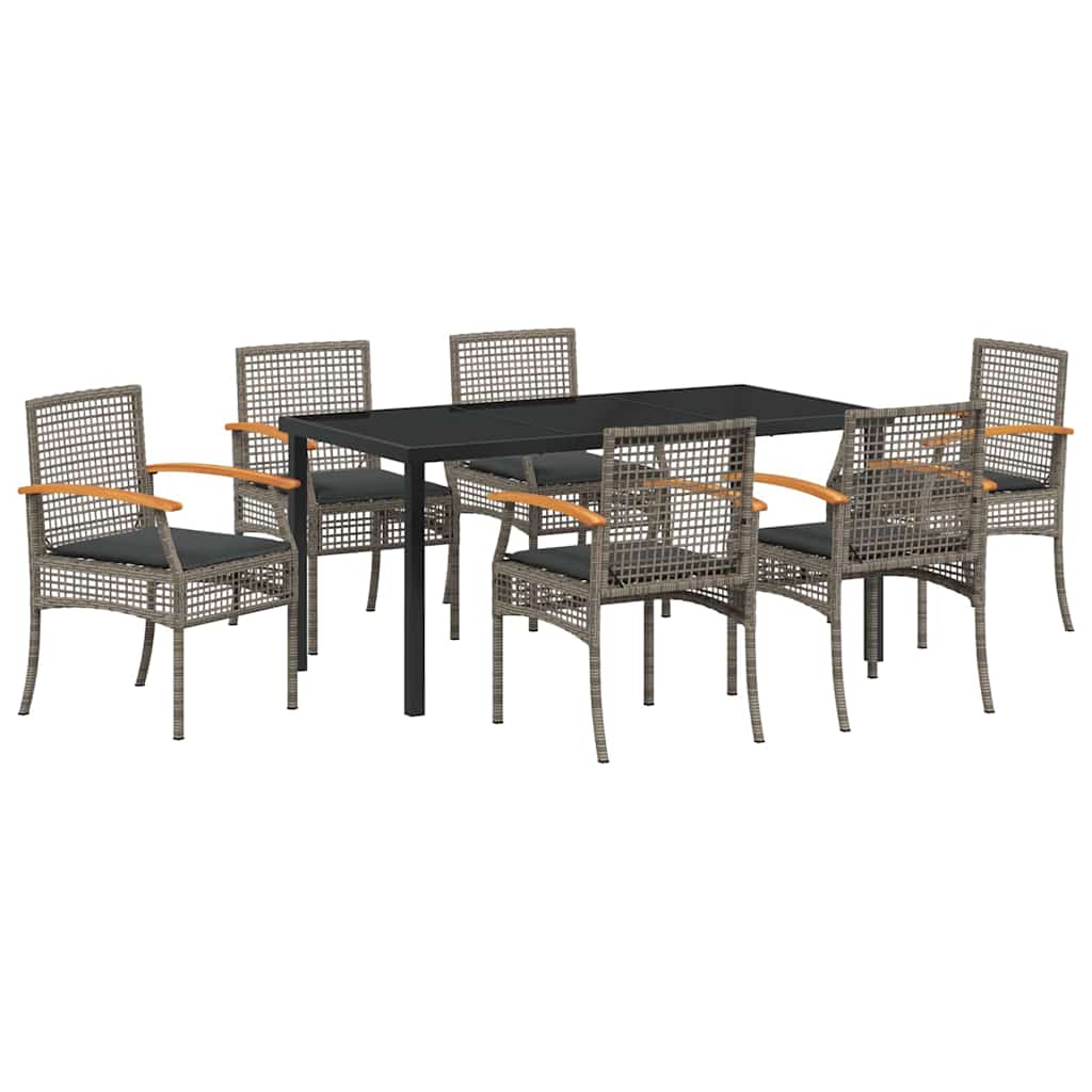 Set da Pranzo per Giardino 7 pcs Grigio polyrattan - homemem39