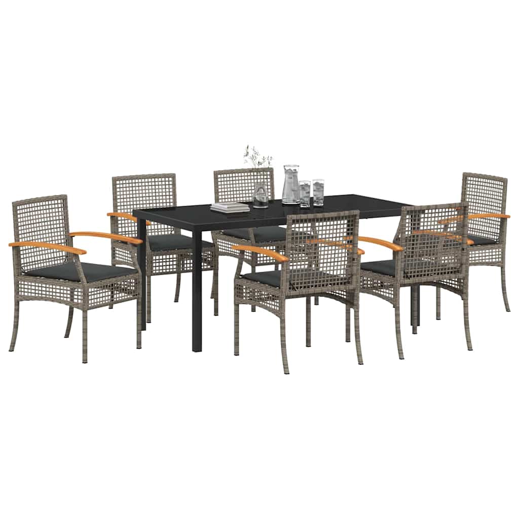 Set da Pranzo per Giardino 7 pcs Grigio polyrattan - homemem39