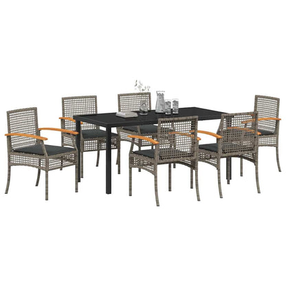Set da Pranzo per Giardino 7 pcs Grigio polyrattan - homemem39