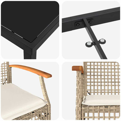 Set da Pranzo per Giardino 3 pcs Beige polyrattan - homemem39