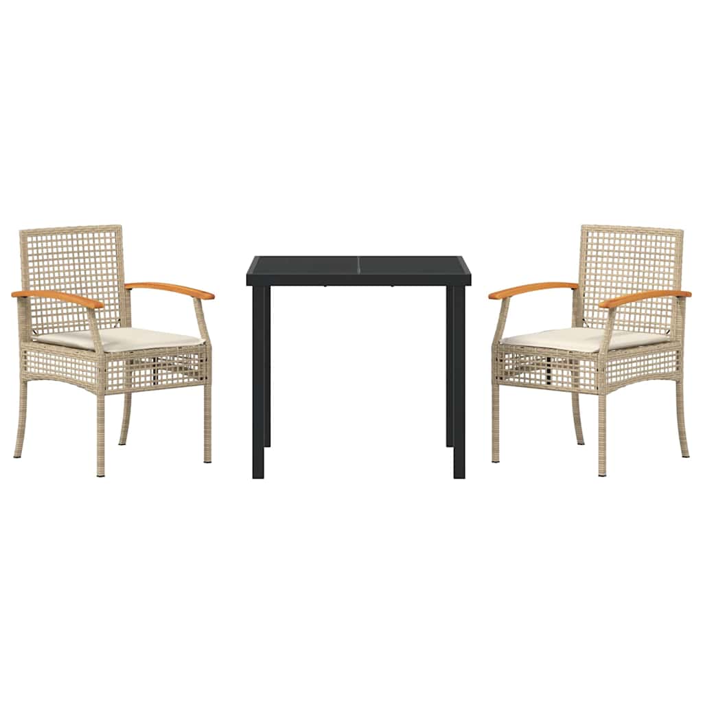 Set da Pranzo per Giardino 3 pcs Beige polyrattan - homemem39