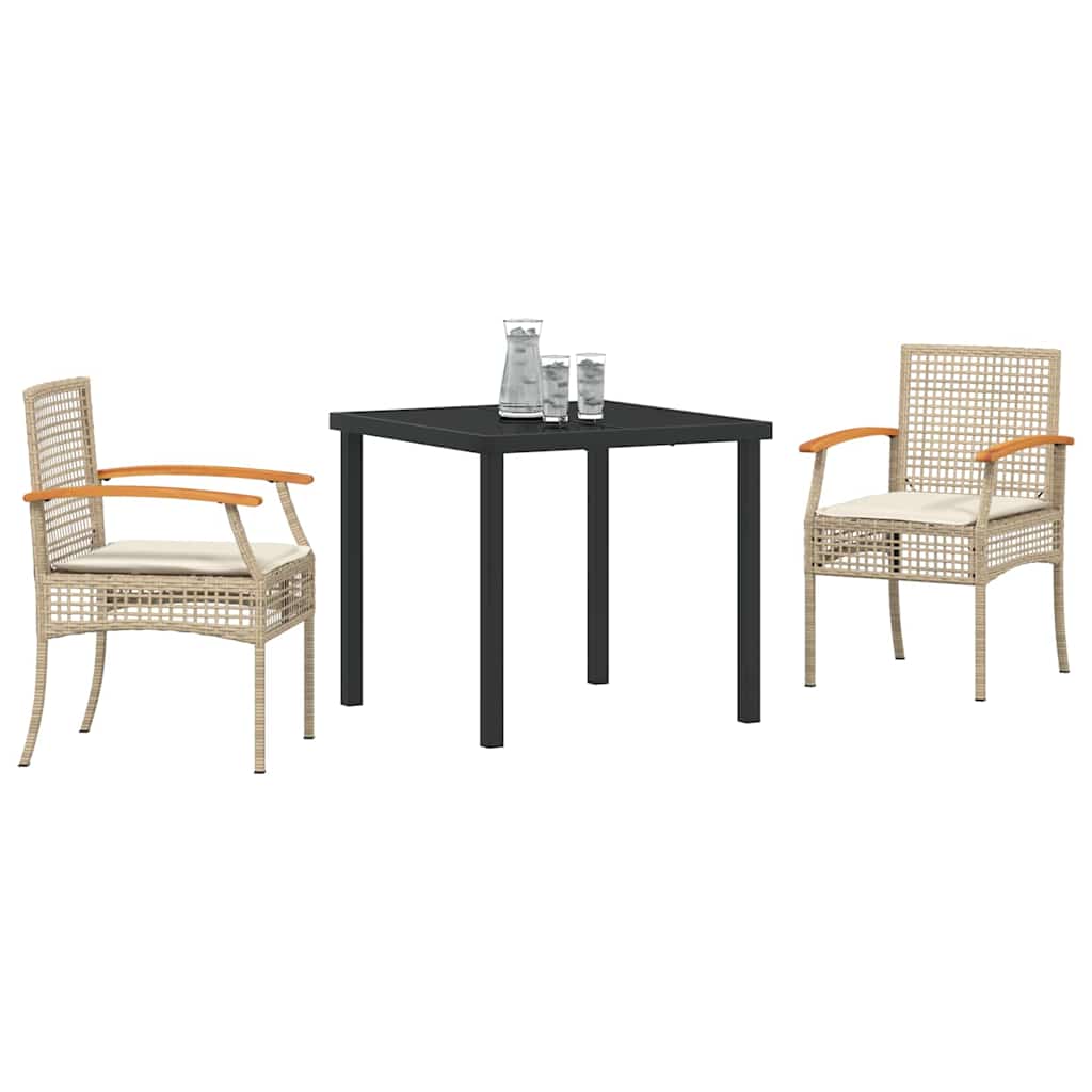 Set da Pranzo per Giardino 3 pcs Beige polyrattan - homemem39