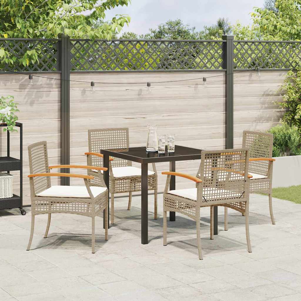 Set da Pranzo per Giardino 5 pcs Beige polyrattan - homemem39