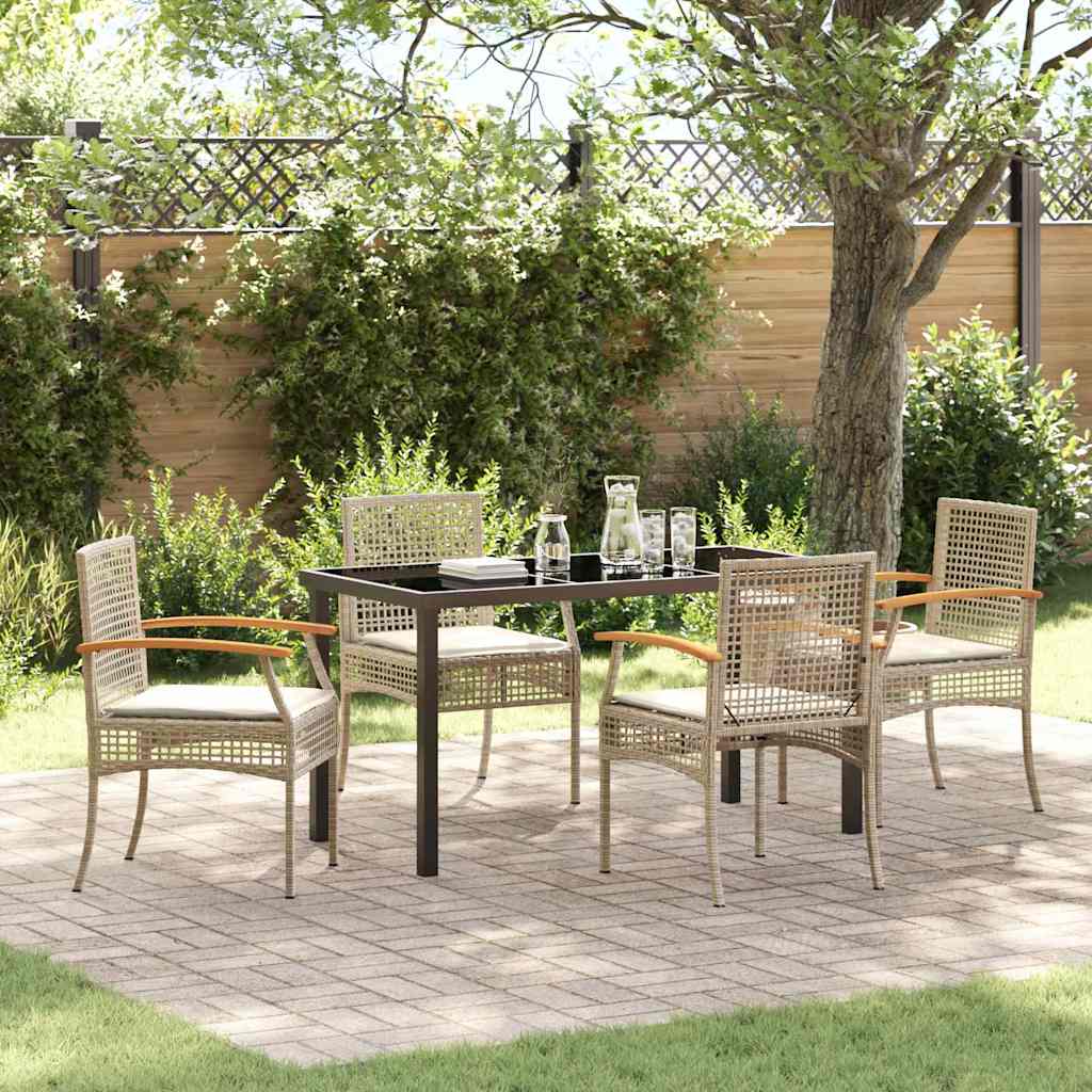 Set da Pranzo per Giardino 5 pcs Beige polyrattan - homemem39