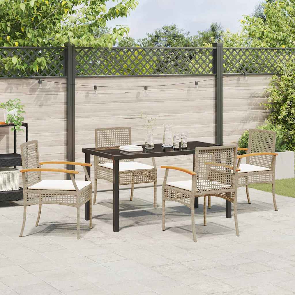 Set da Pranzo per Giardino 5 pcs Beige polyrattan - homemem39