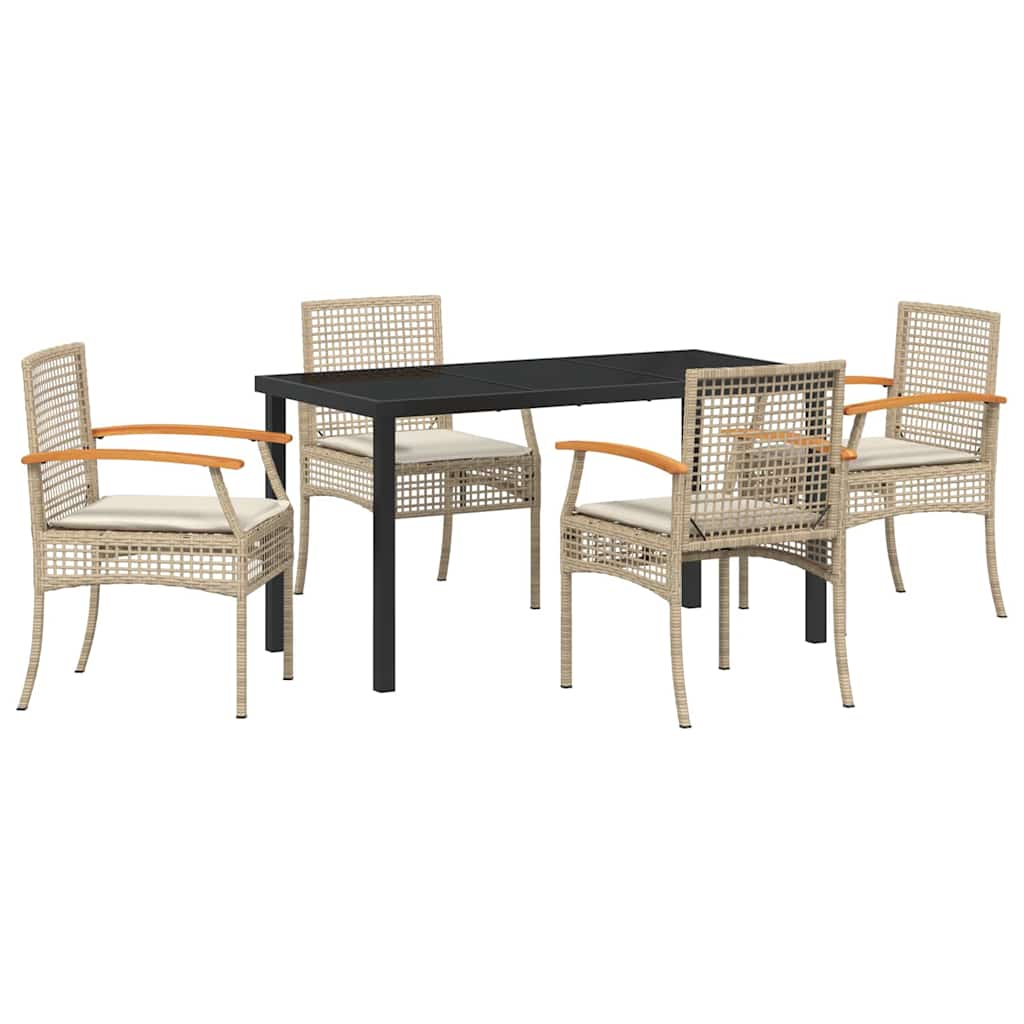 Set da Pranzo per Giardino 5 pcs Beige polyrattan - homemem39