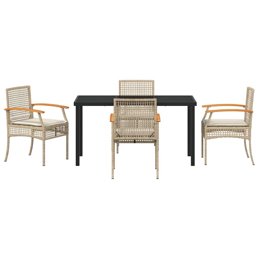 Set da Pranzo per Giardino 5 pcs Beige polyrattan - homemem39