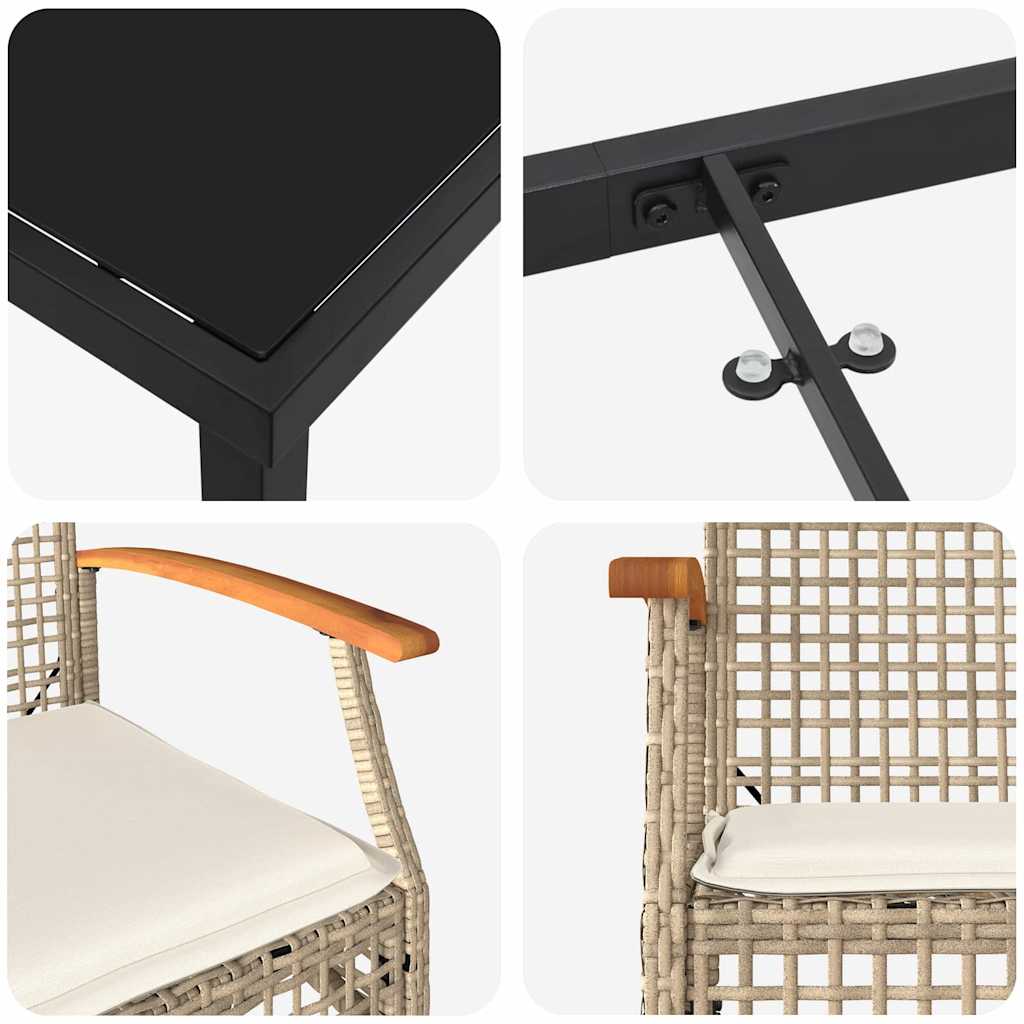 Set da Pranzo per Giardino 5 pcs Beige polyrattan - homemem39