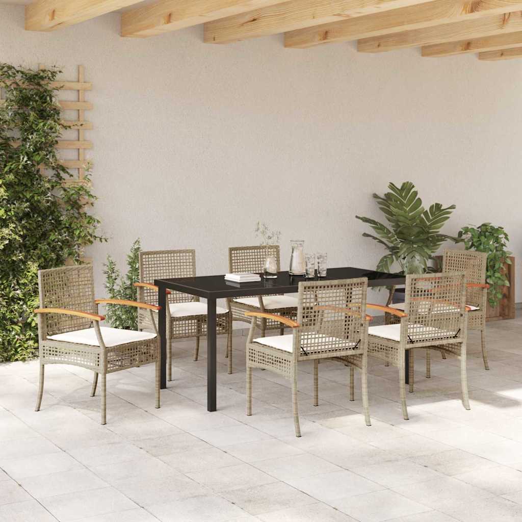 Set da Pranzo per Giardino 7 pcs Beige polyrattan - homemem39