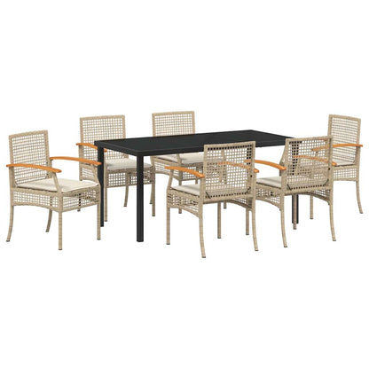 Set da Pranzo per Giardino 7 pcs Beige polyrattan - homemem39