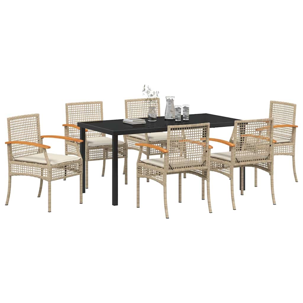 Set da Pranzo per Giardino 7 pcs Beige polyrattan - homemem39