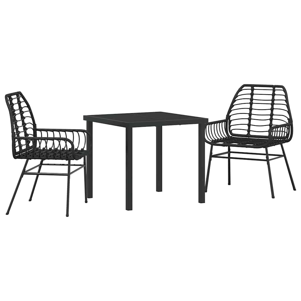 Set da Pranzo per Giardino 3 pcs Nero polyrattan - homemem39