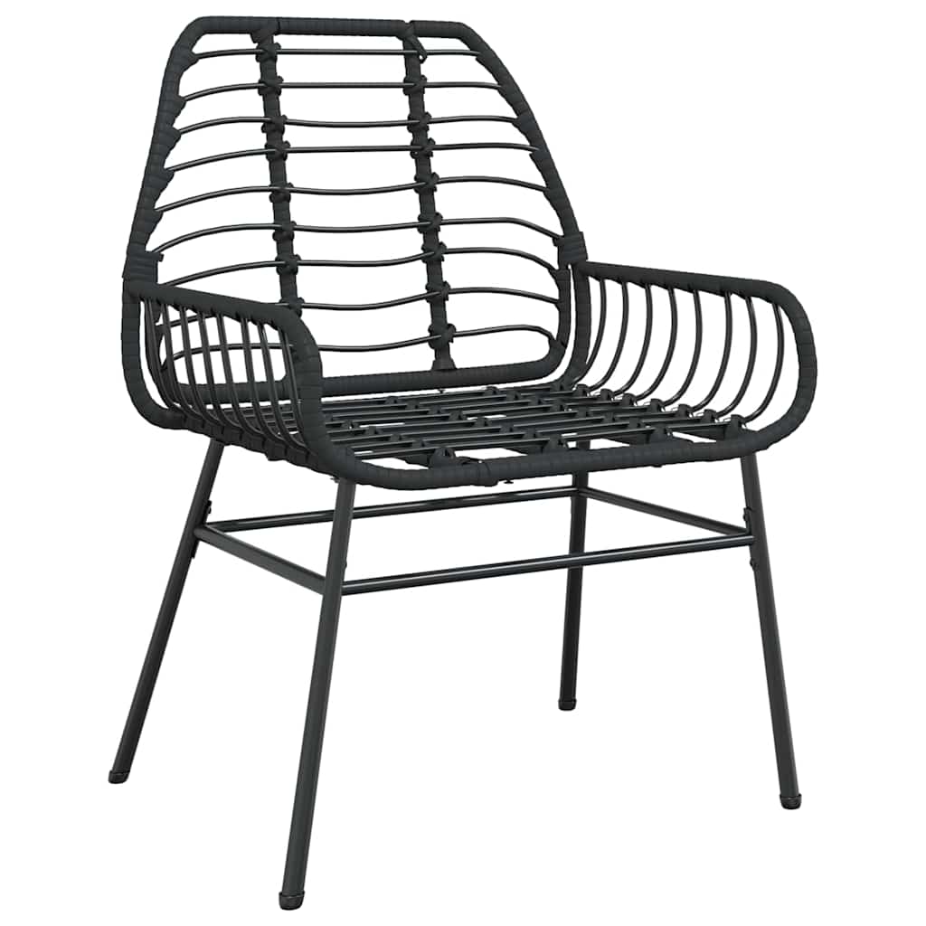Set da Pranzo per Giardino 3 pcs Nero polyrattan - homemem39