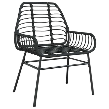 Set da Pranzo per Giardino 3 pcs Nero polyrattan - homemem39