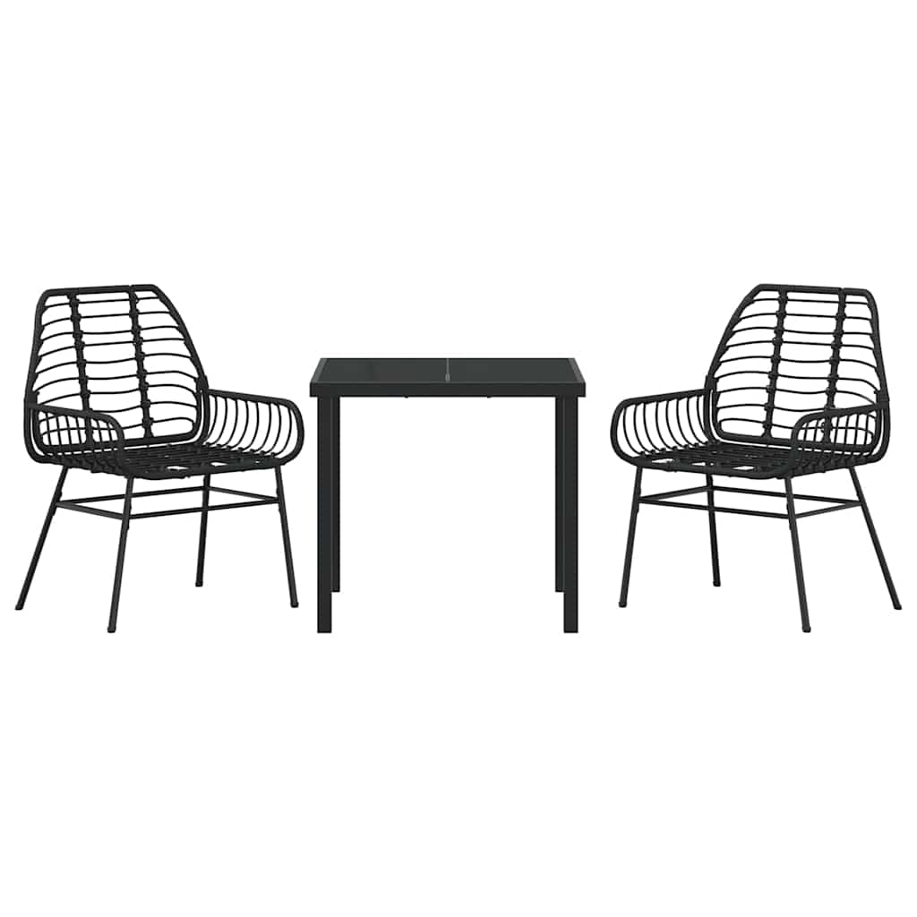 Set da Pranzo per Giardino 3 pcs Nero polyrattan - homemem39