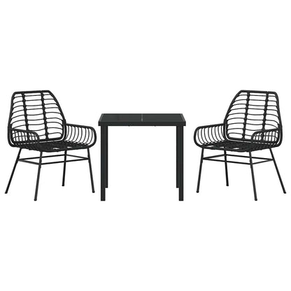 Set da Pranzo per Giardino 3 pcs Nero polyrattan - homemem39