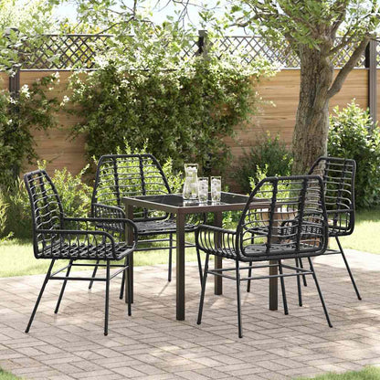 Set da Pranzo per Giardino 5 pcs Nero polyrattan - homemem39
