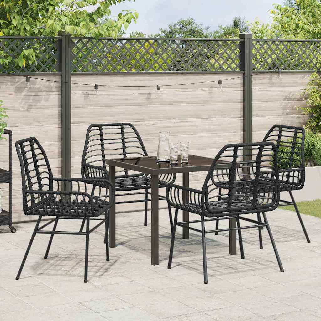 Set da Pranzo per Giardino 5 pcs Nero polyrattan - homemem39
