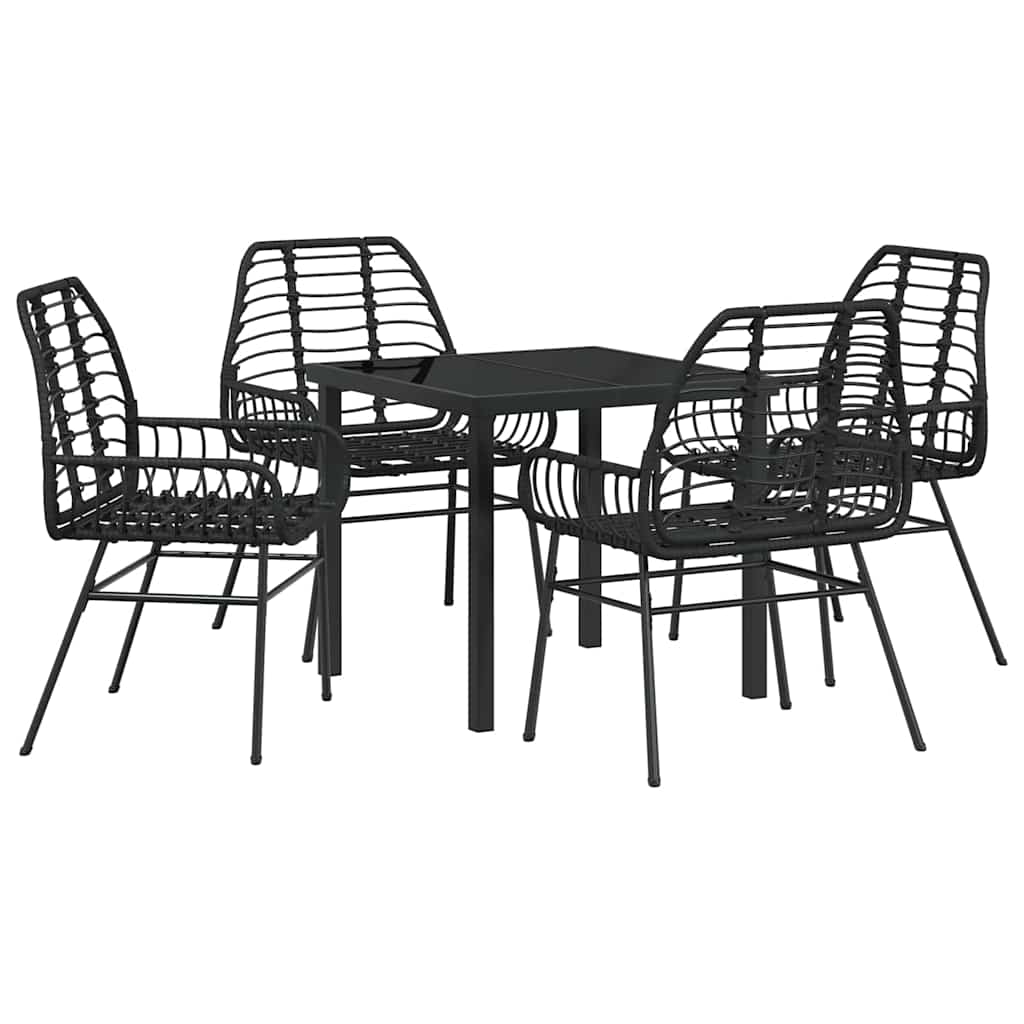 Set da Pranzo per Giardino 5 pcs Nero polyrattan - homemem39