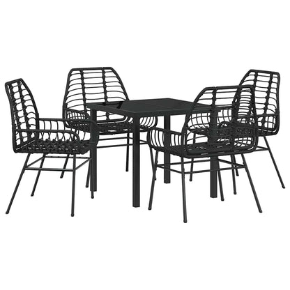 Set da Pranzo per Giardino 5 pcs Nero polyrattan - homemem39
