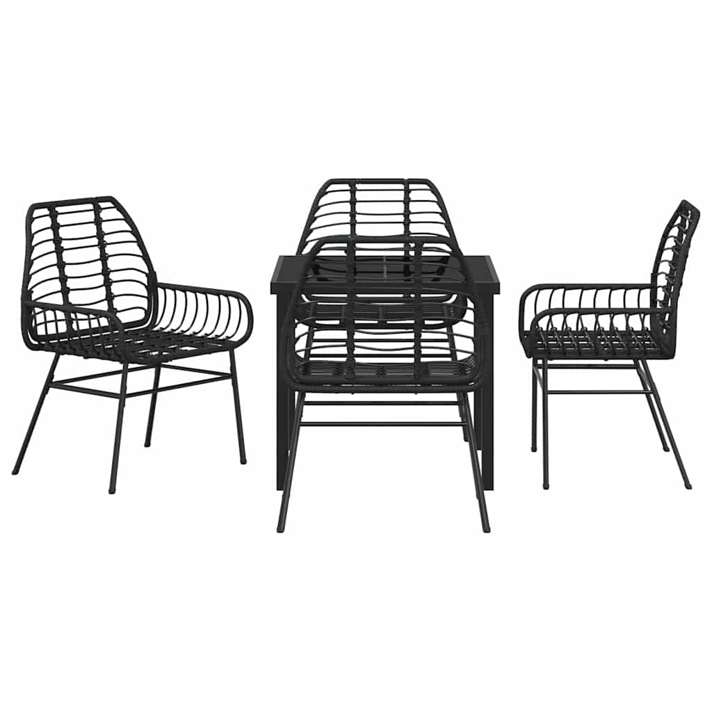 Set da Pranzo per Giardino 5 pcs Nero polyrattan - homemem39