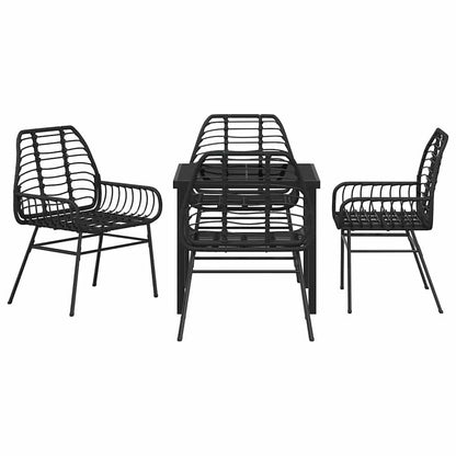 Set da Pranzo per Giardino 5 pcs Nero polyrattan - homemem39