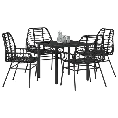 Set da Pranzo per Giardino 5 pcs Nero polyrattan - homemem39