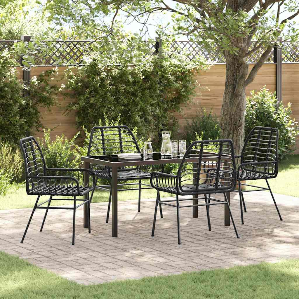 Set da Pranzo per Giardino 5 pcs Nero polyrattan - homemem39