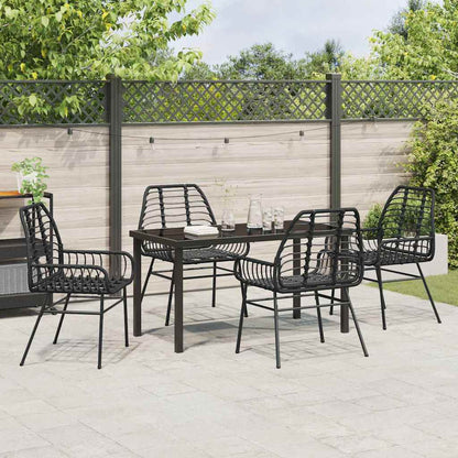 Set da Pranzo per Giardino 5 pcs Nero polyrattan - homemem39
