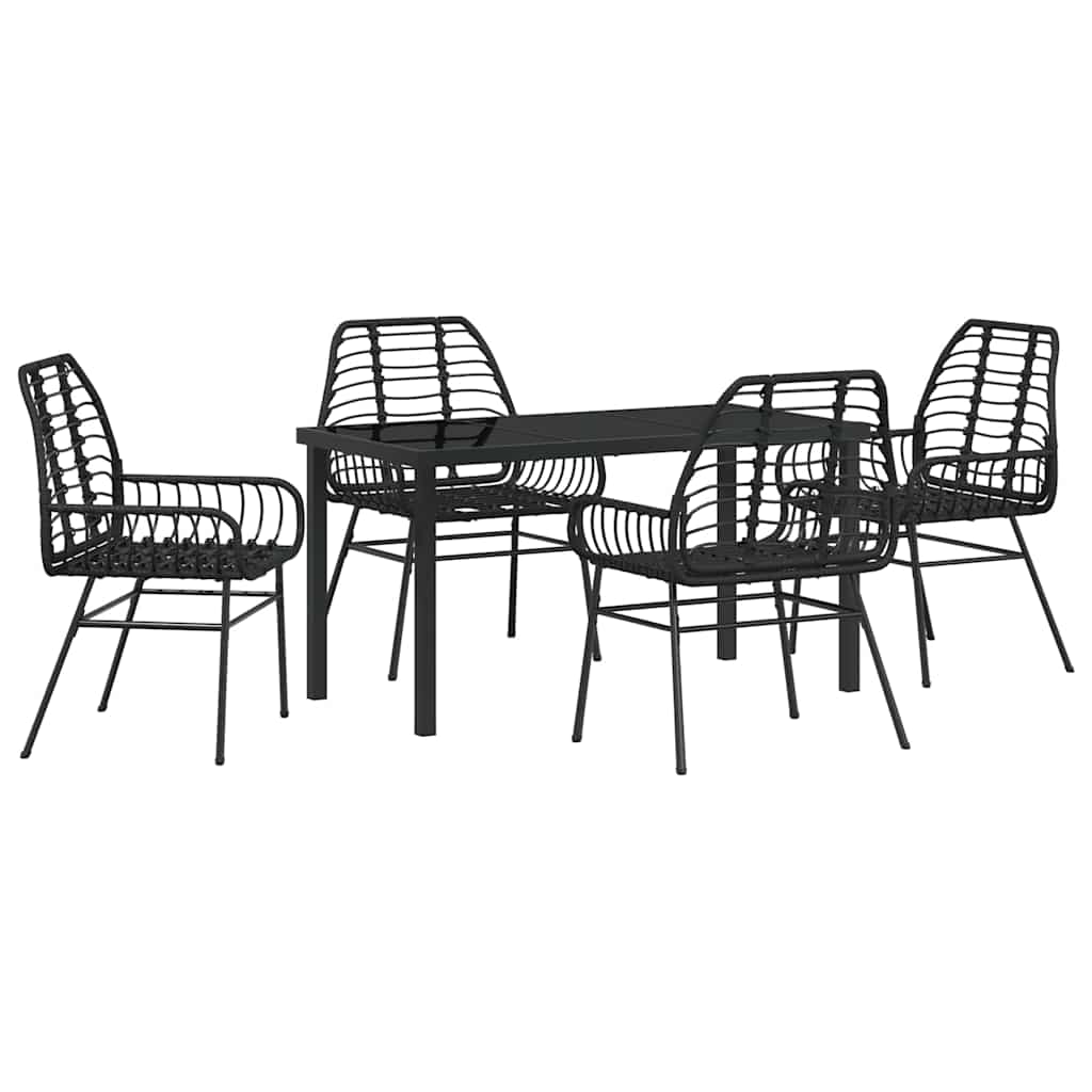 Set da Pranzo per Giardino 5 pcs Nero polyrattan - homemem39