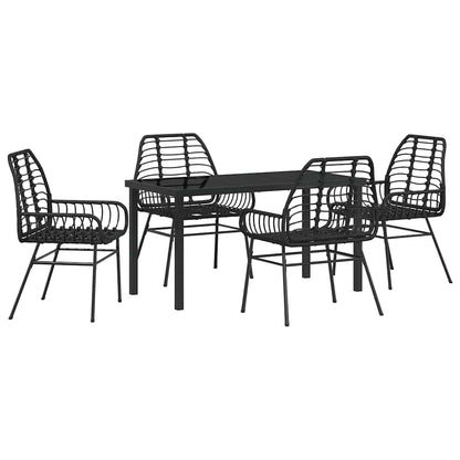 Set da Pranzo per Giardino 5 pcs Nero polyrattan - homemem39