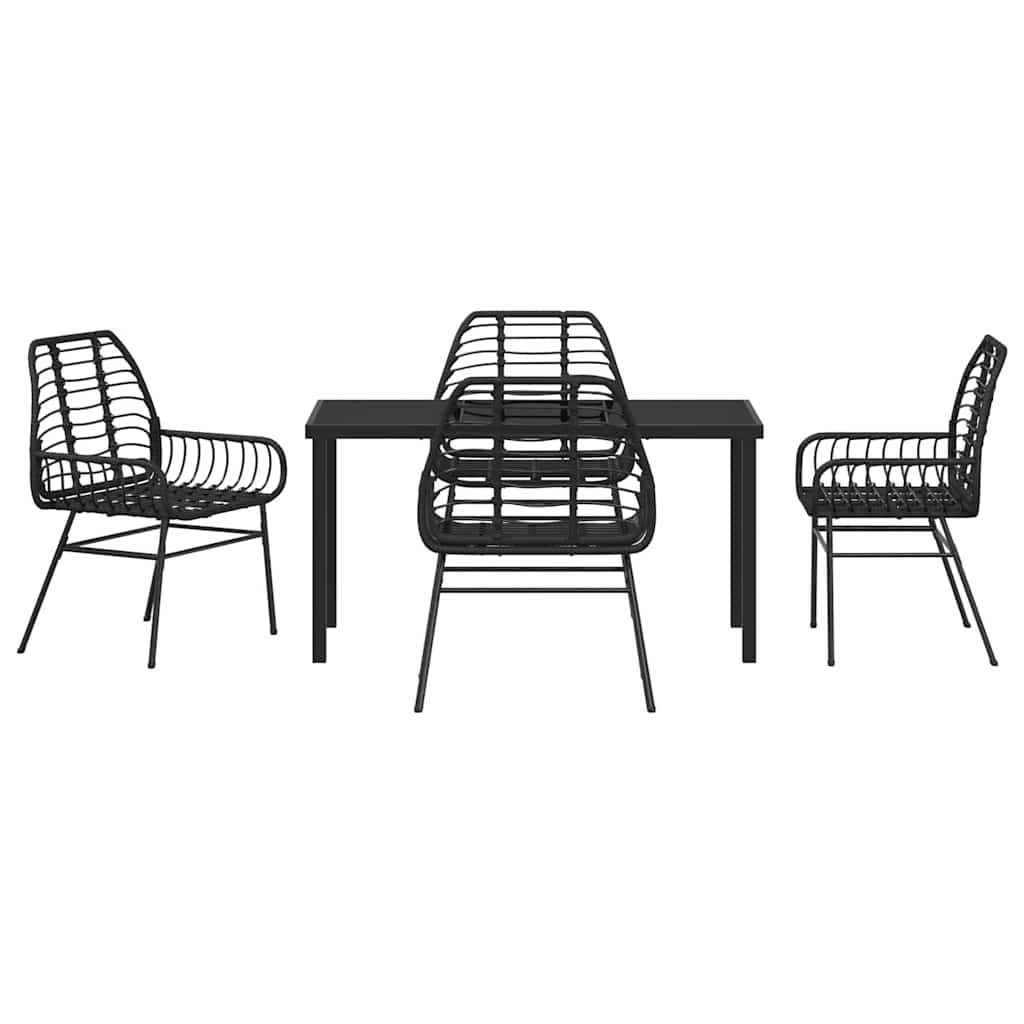 Set da Pranzo per Giardino 5 pcs Nero polyrattan - homemem39
