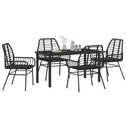 Set da Pranzo per Giardino 5 pcs Nero polyrattan - homemem39