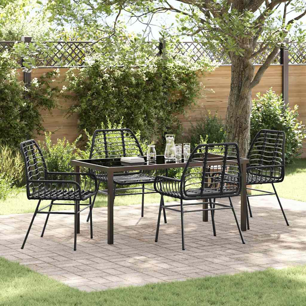 Set da Pranzo per Giardino 5 pcs Nero polyrattan - homemem39