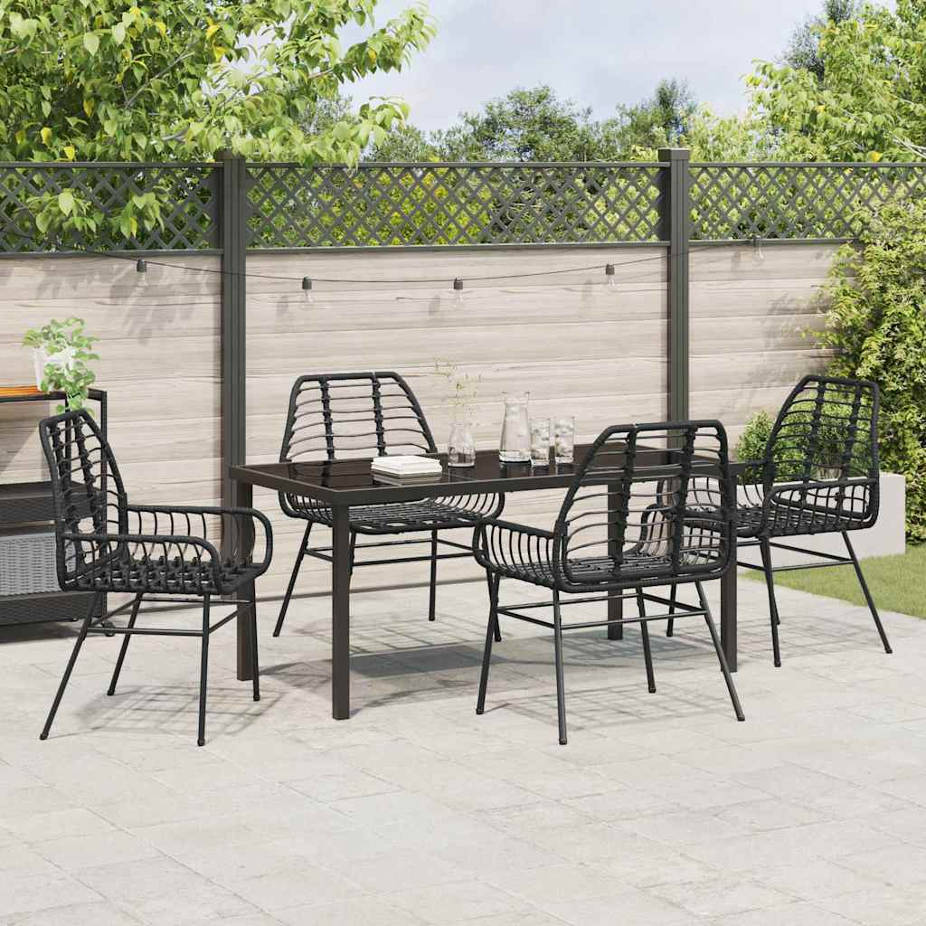 Set da Pranzo per Giardino 5 pcs Nero polyrattan - homemem39