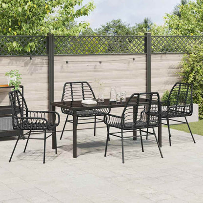 Set da Pranzo per Giardino 5 pcs Nero polyrattan - homemem39