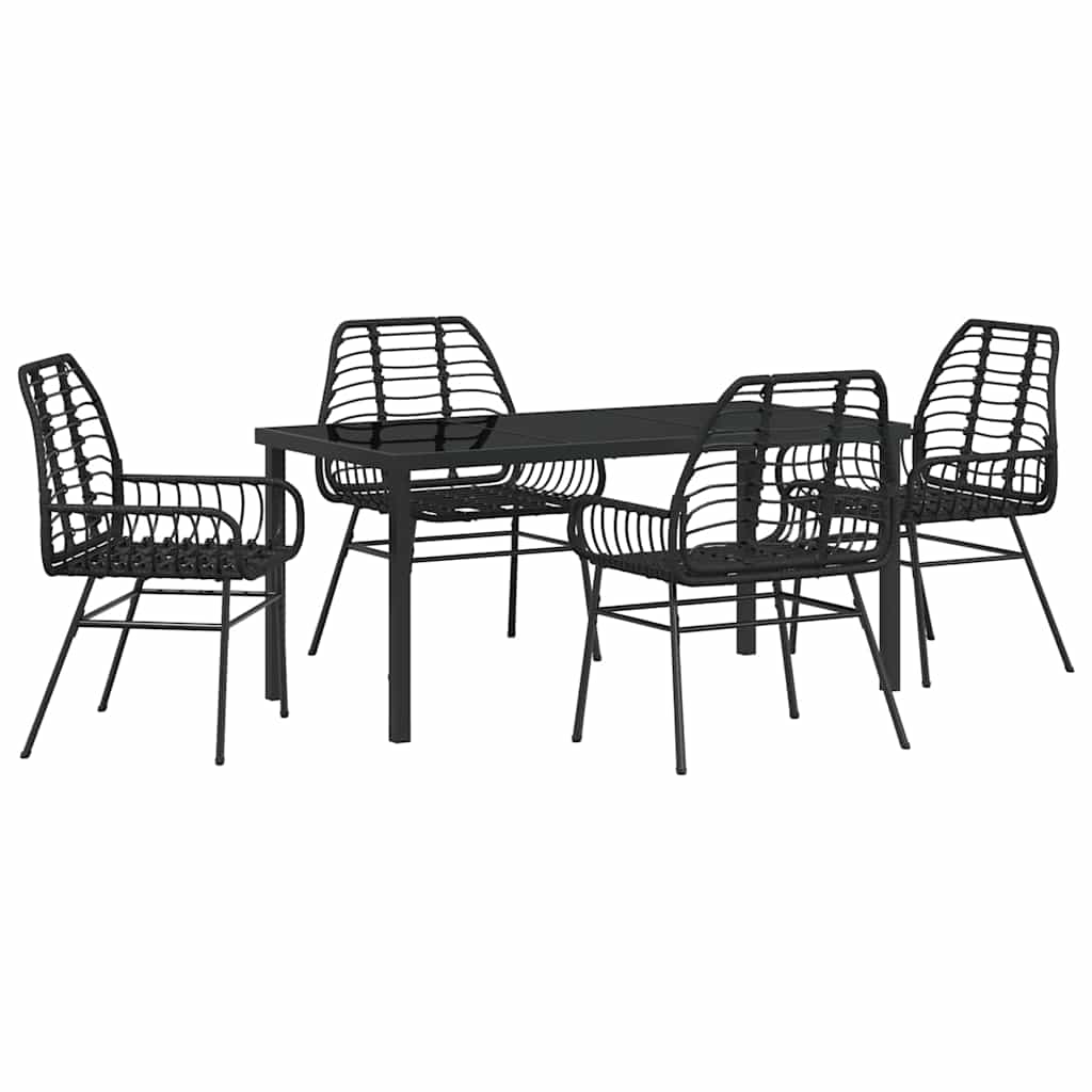 Set da Pranzo per Giardino 5 pcs Nero polyrattan - homemem39