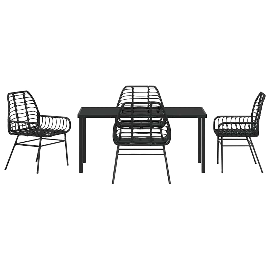 Set da Pranzo per Giardino 5 pcs Nero polyrattan - homemem39