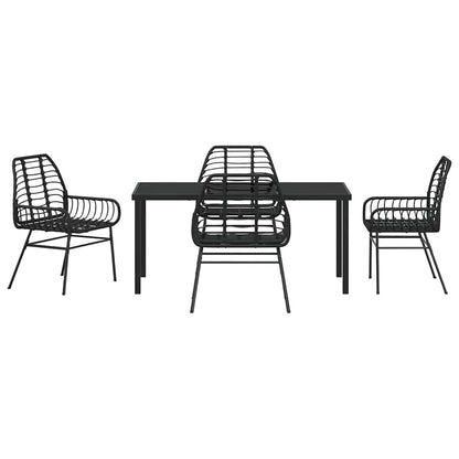 Set da Pranzo per Giardino 5 pcs Nero polyrattan - homemem39